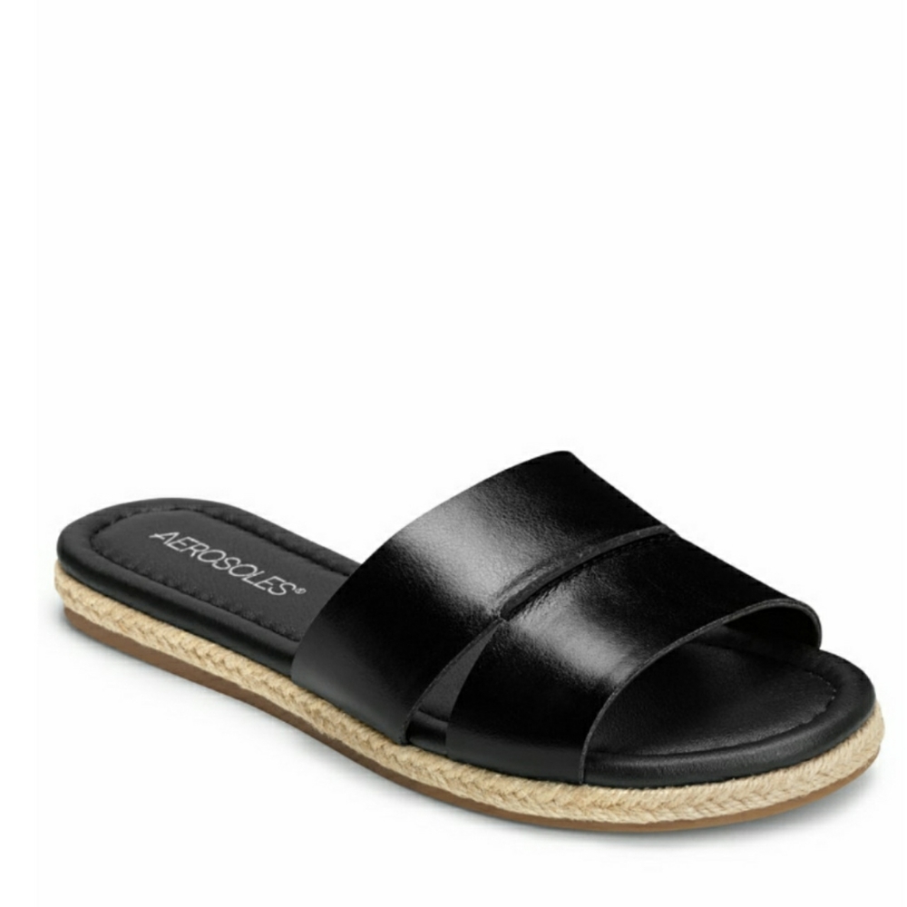 🆕️Aerosoles Double Banded Black Slide Sandals